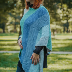 Pletené bavlněné pruhované pončo unisex