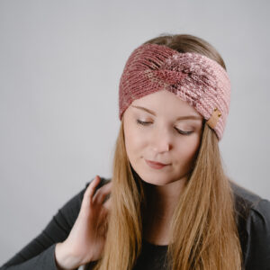 Dámská pletená čelenka metalická