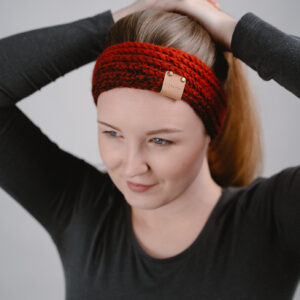 Dětská zimní čelenka červenočerná