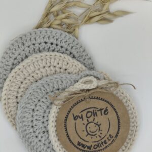 Pratelné odličovací tampóny sada 4 kusů bílá a krémová