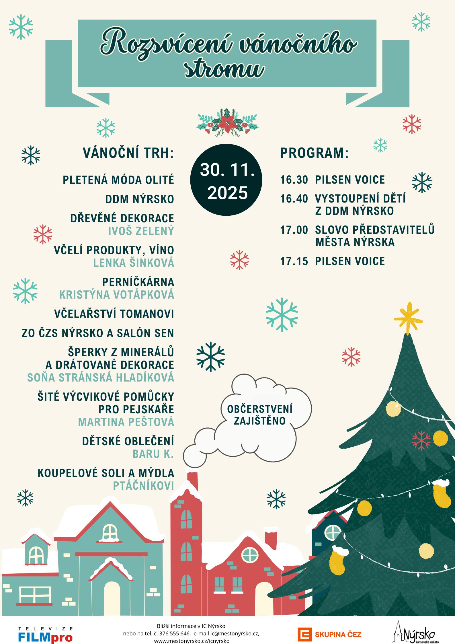 Rozsvěcení vánočního stromu 2025 v Nýrsku