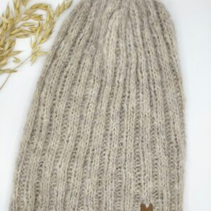 Vlněná čepice s hedvábím béžová