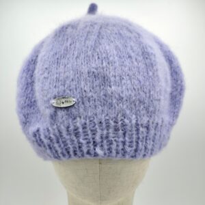 Vlněný baret s hedvábím lila