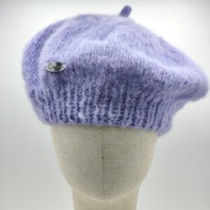 Vlněný baret s hedvábím lila