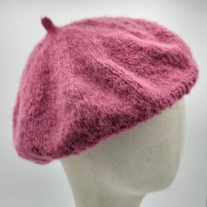 Vlněný baret s hedvábím růžová