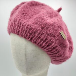 Vlněný baret s hedvábím růžová