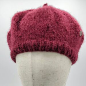 Vlněný baret s hedvábím bordó