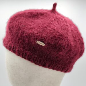 Vlněný baret s hedvábím bordó