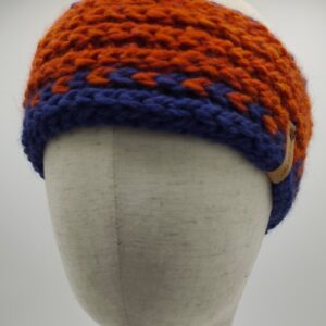 Zimní čelenka unisex měděná s modrou