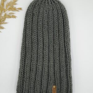 zimni-cepice Pletená čepice šedo-zelená