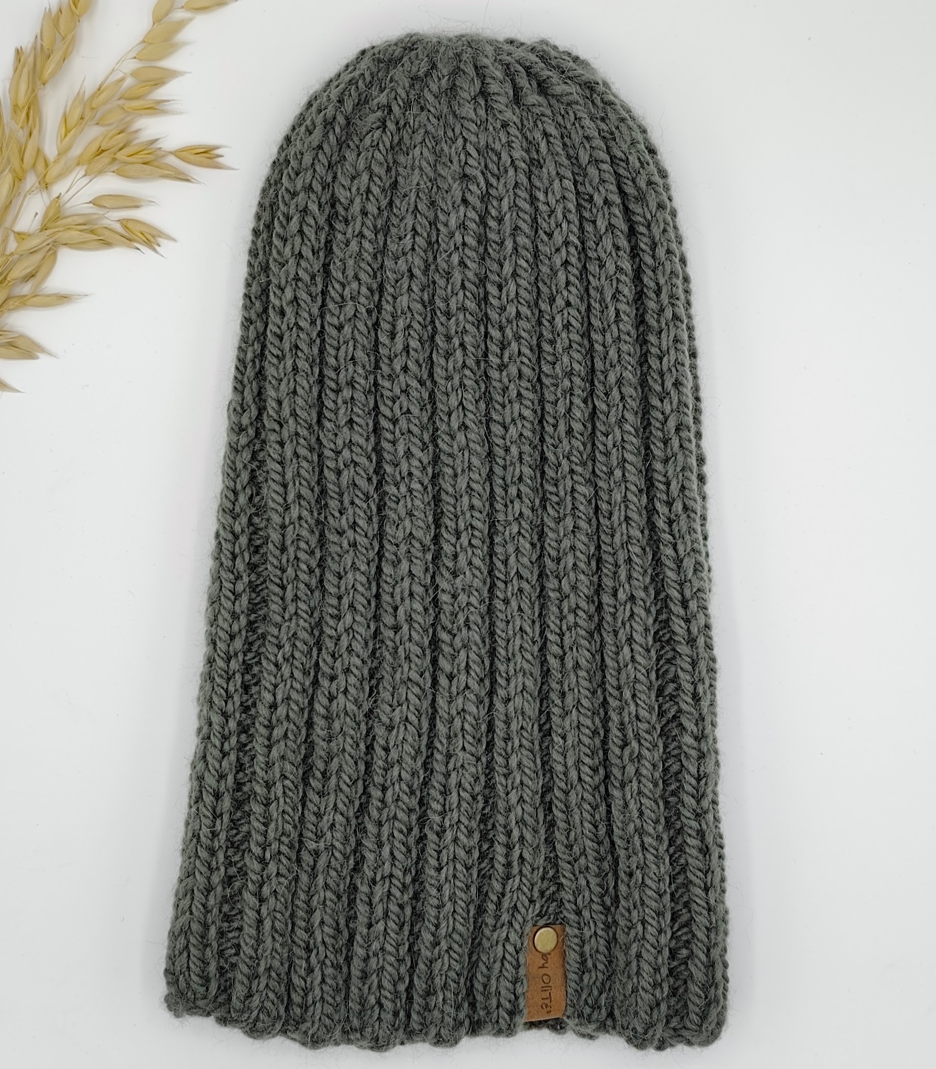 Pletená čepice šedo-zelená 2 Pletená čepice šedo-zelená