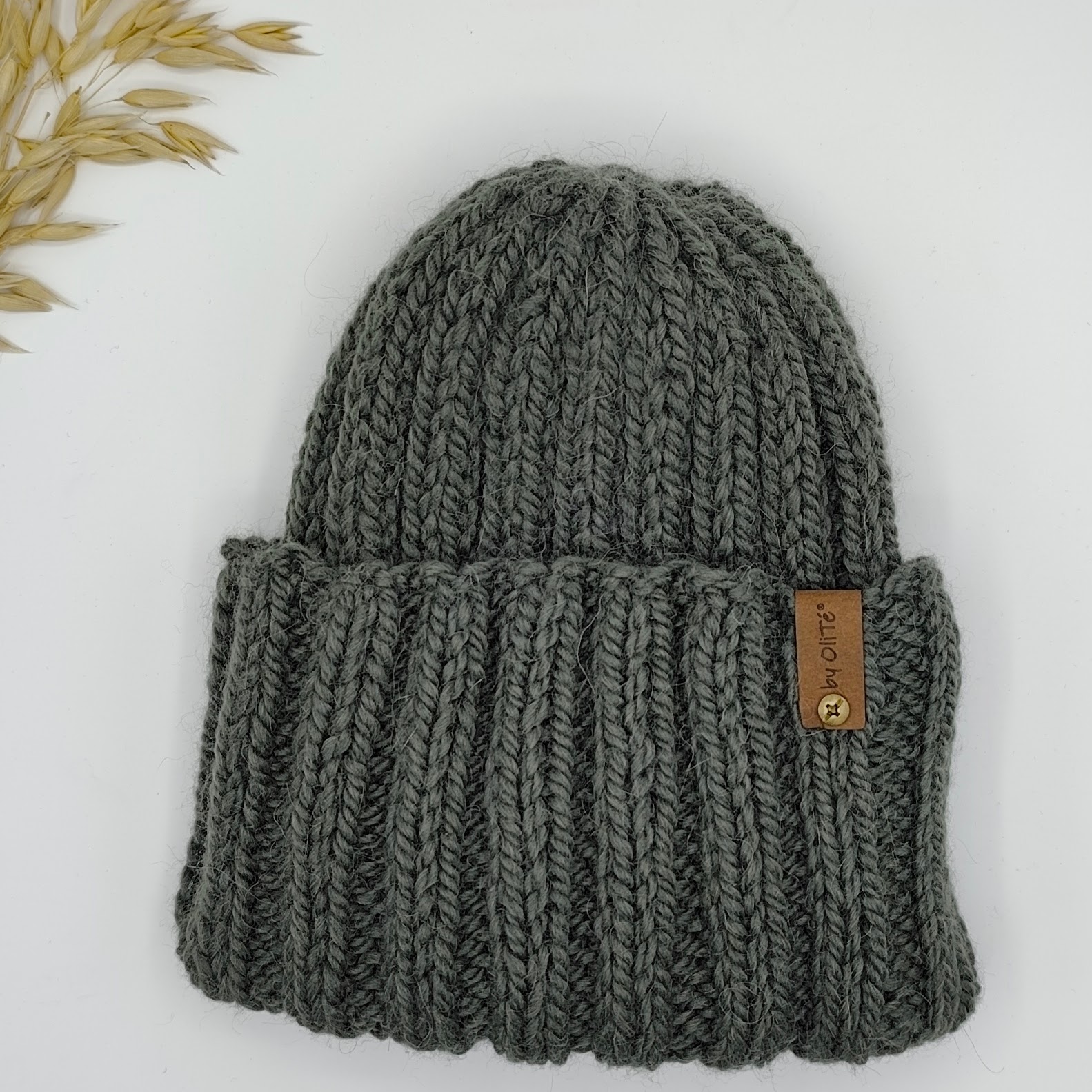 Pletená čepice šedo-zelená 4 Pletená čepice šedo-zelená