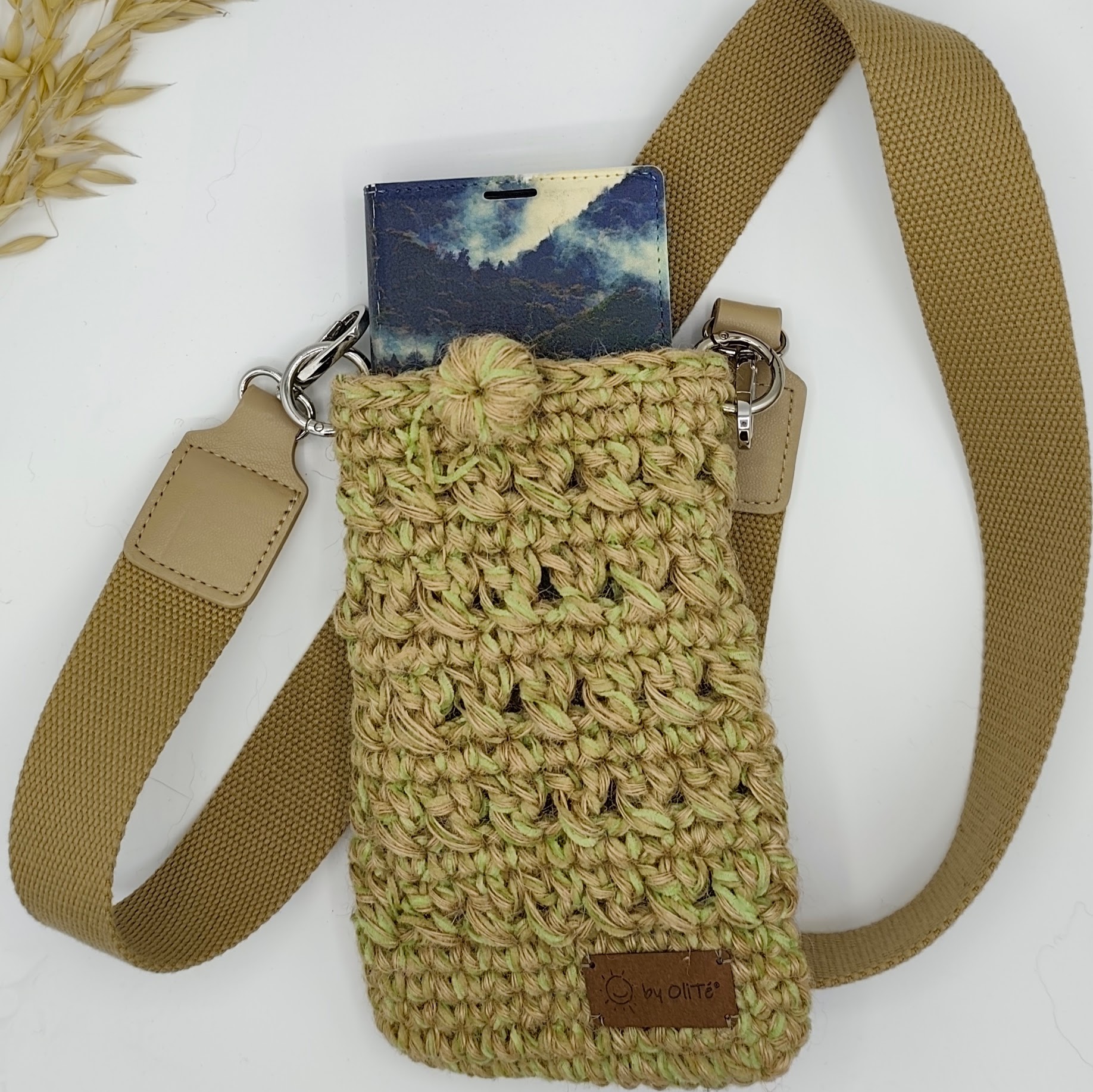 Mini kabelka na mobil 27 Mini kabelka na mobil juta se zelenou žinylkou