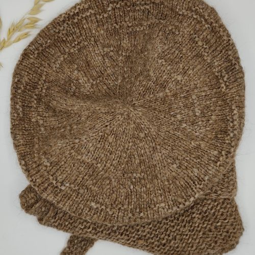 Vlněný baret se šátkem barva žalud